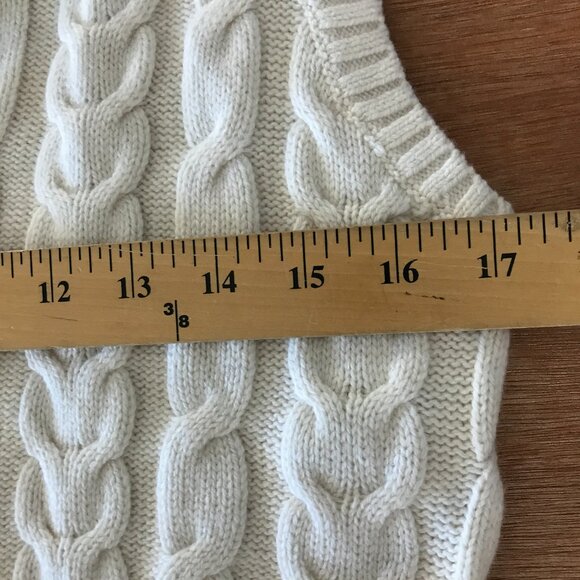 Sunday Best Winston Sweater Vest Women XS White Cable Knit Wool Nylon V Neck - Picture 8 of 11